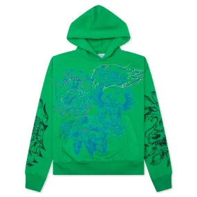 Flames N Stuff Hoodie - Spray Fade Green