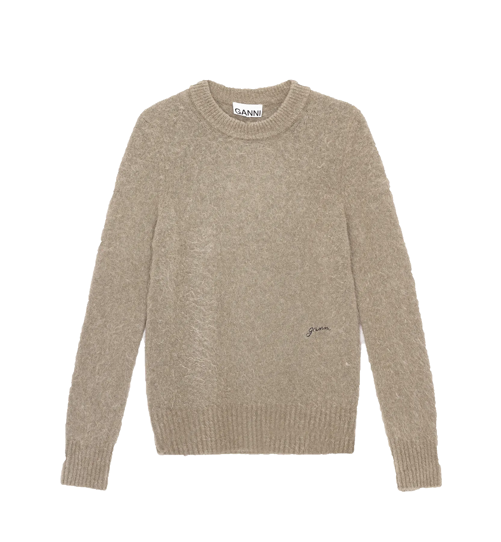 GANNI Brown Brushed Alpaca O-Neck