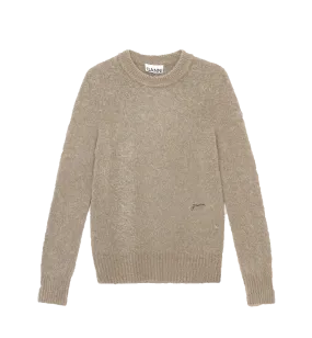 GANNI Brown Brushed Alpaca O-Neck