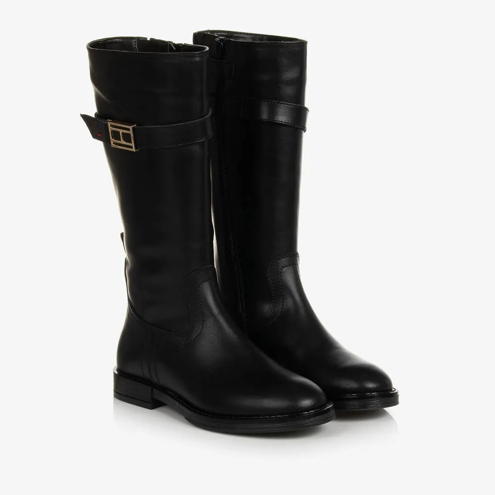 Girls Black Leather Boots