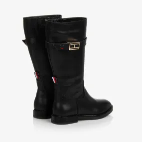 Girls Black Leather Boots