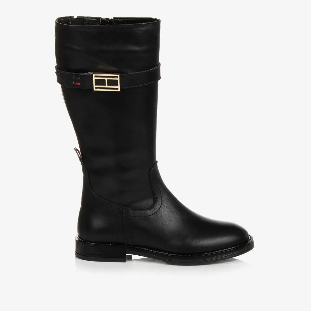 Girls Black Leather Boots