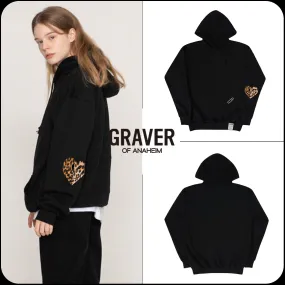 GRAVER  |[GRAVER]★ELBOW LEOPARD HEART HOODIE