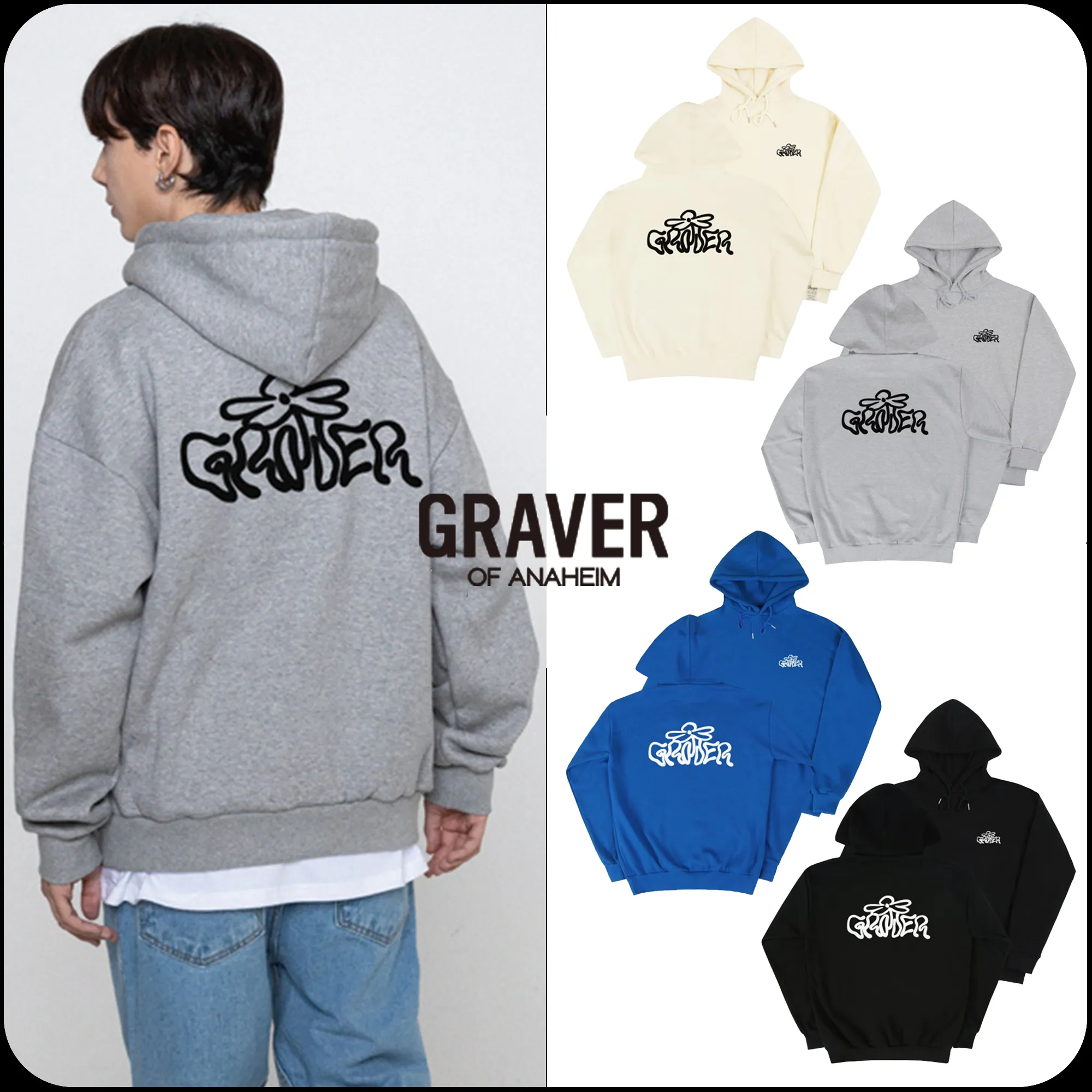 GRAVER  |[GRAVER]★WAVE LOGO FLOWER HOODIE