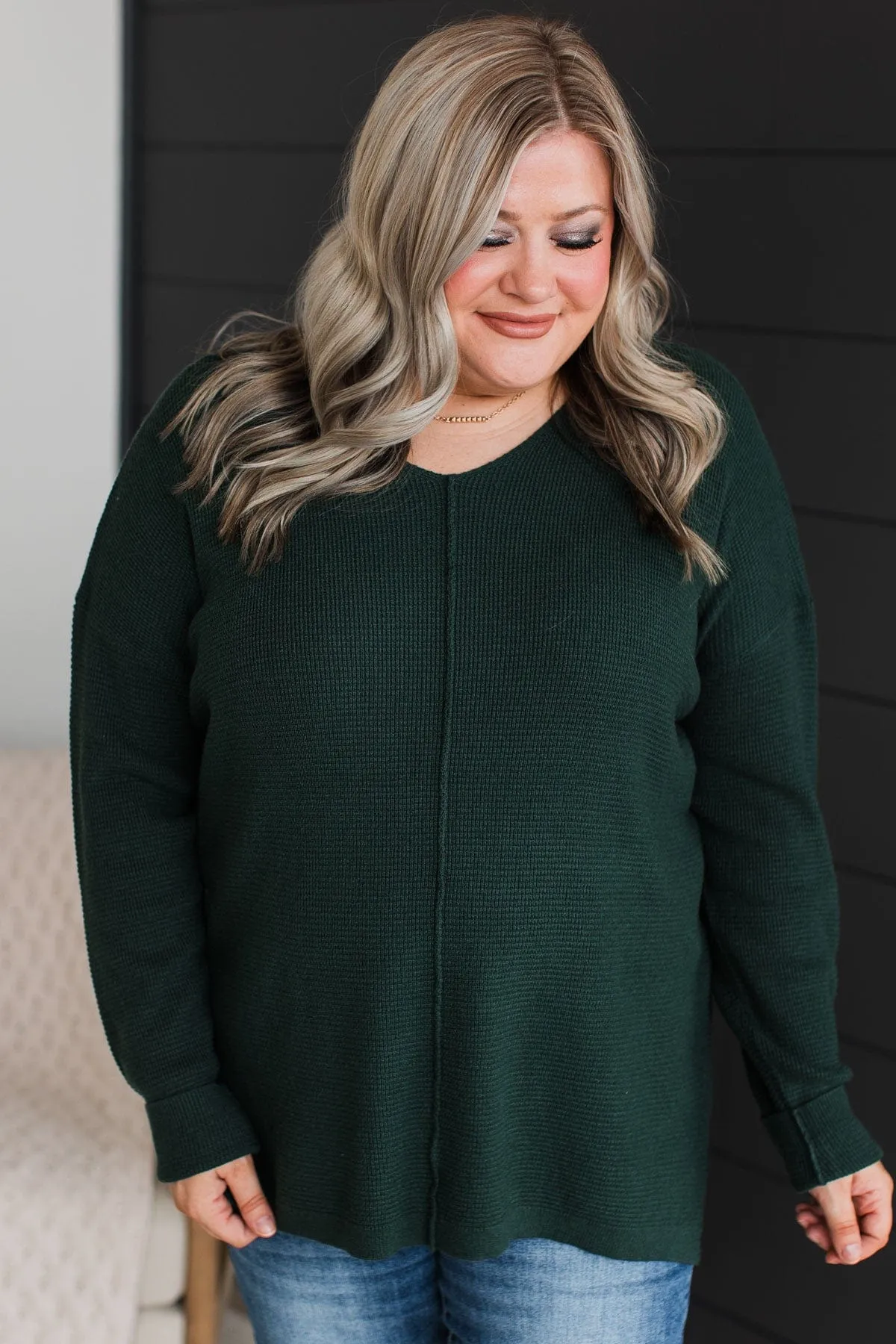 Here Together V-Neck Sweater- Forest Green