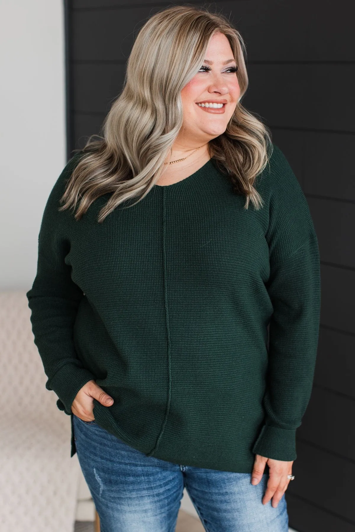 Here Together V-Neck Sweater- Forest Green