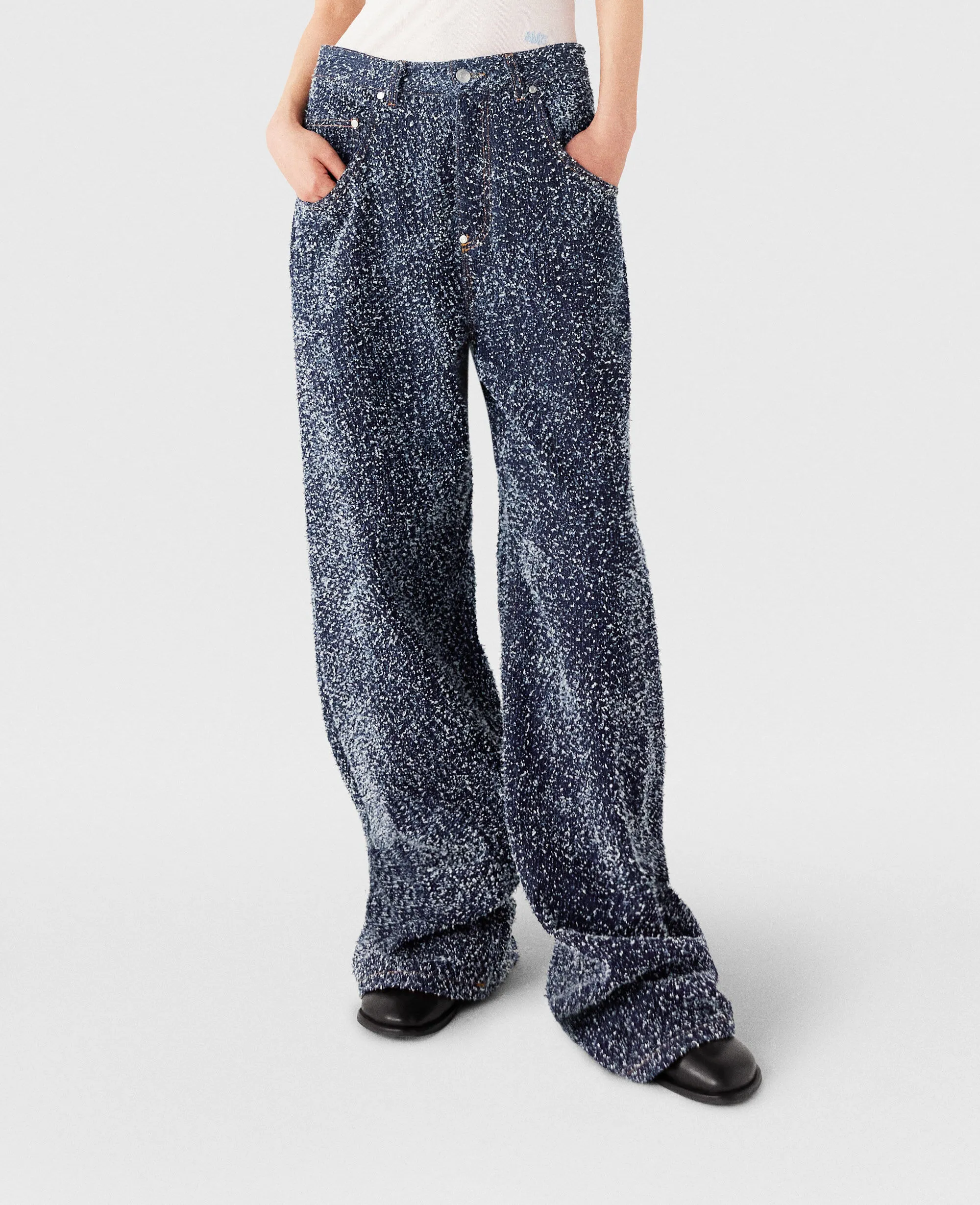 High-Rise Denim Bouclé Jeans