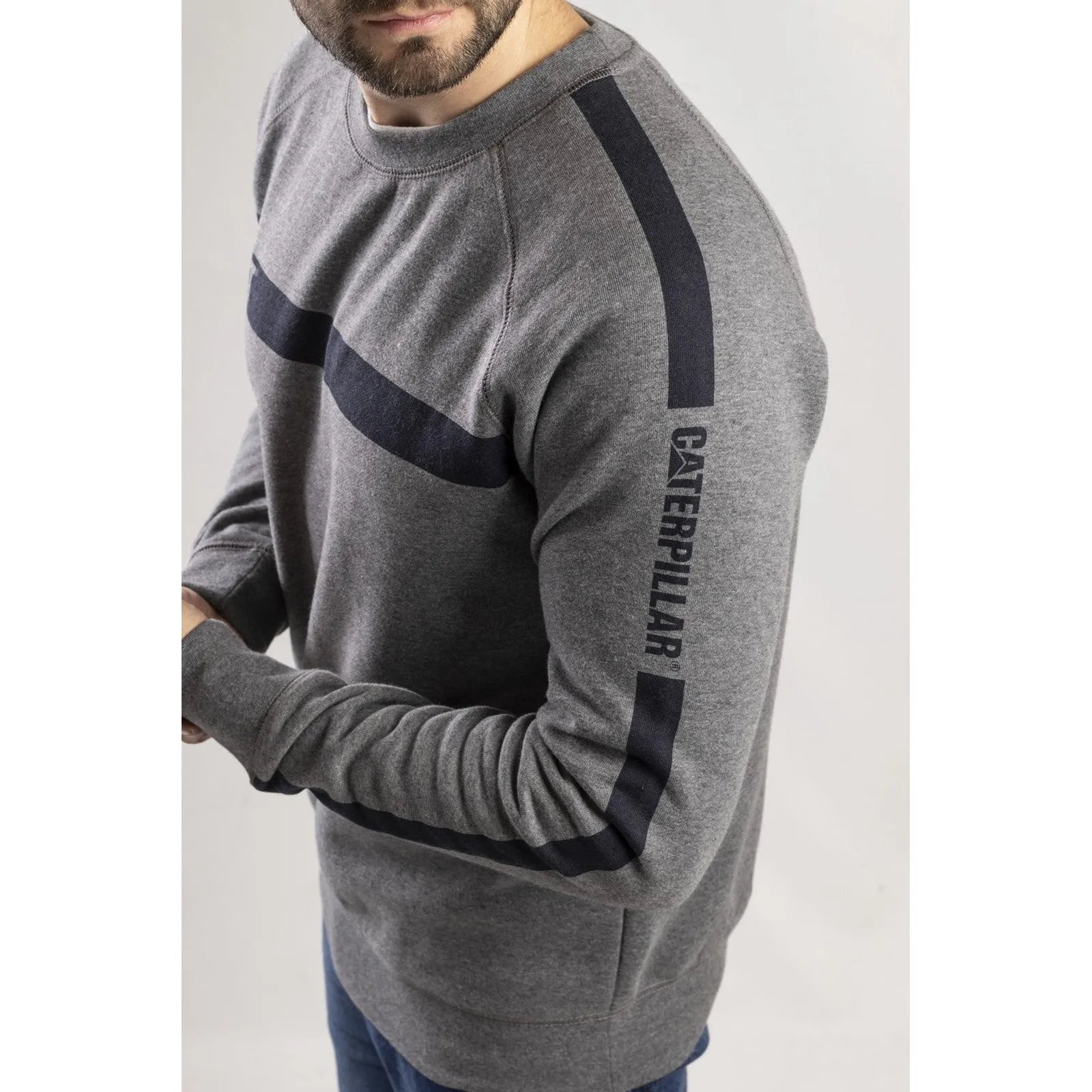 Icon Stripe Crew Neck Sweater  Dark Heather