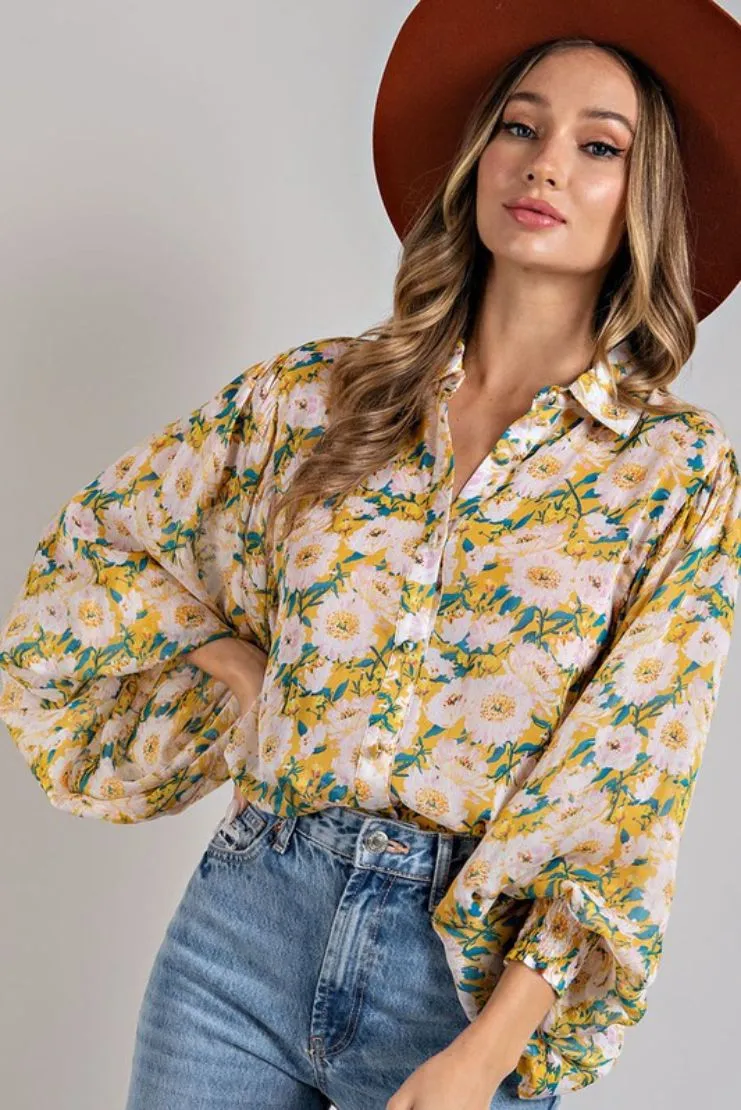 Jezabelle Floral Print Balloon Sleeve Blouse