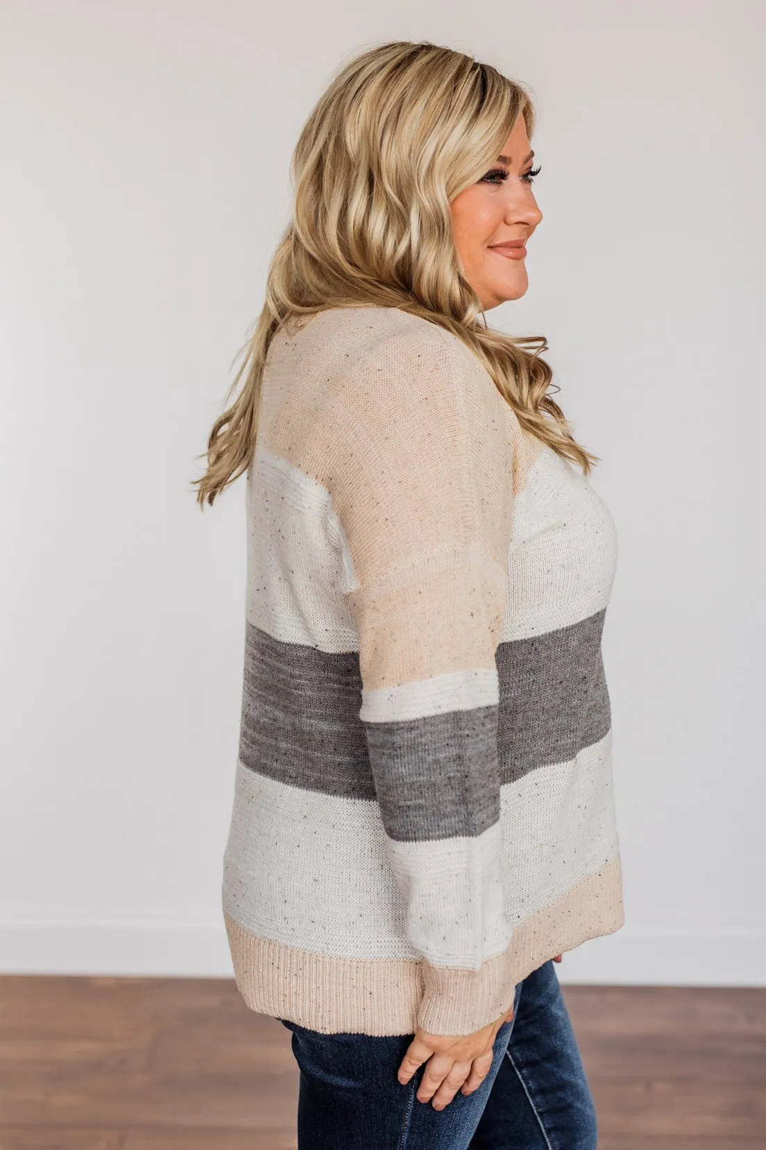 Joyful Laughter Color Block Sweater- Oatmeal & Grey