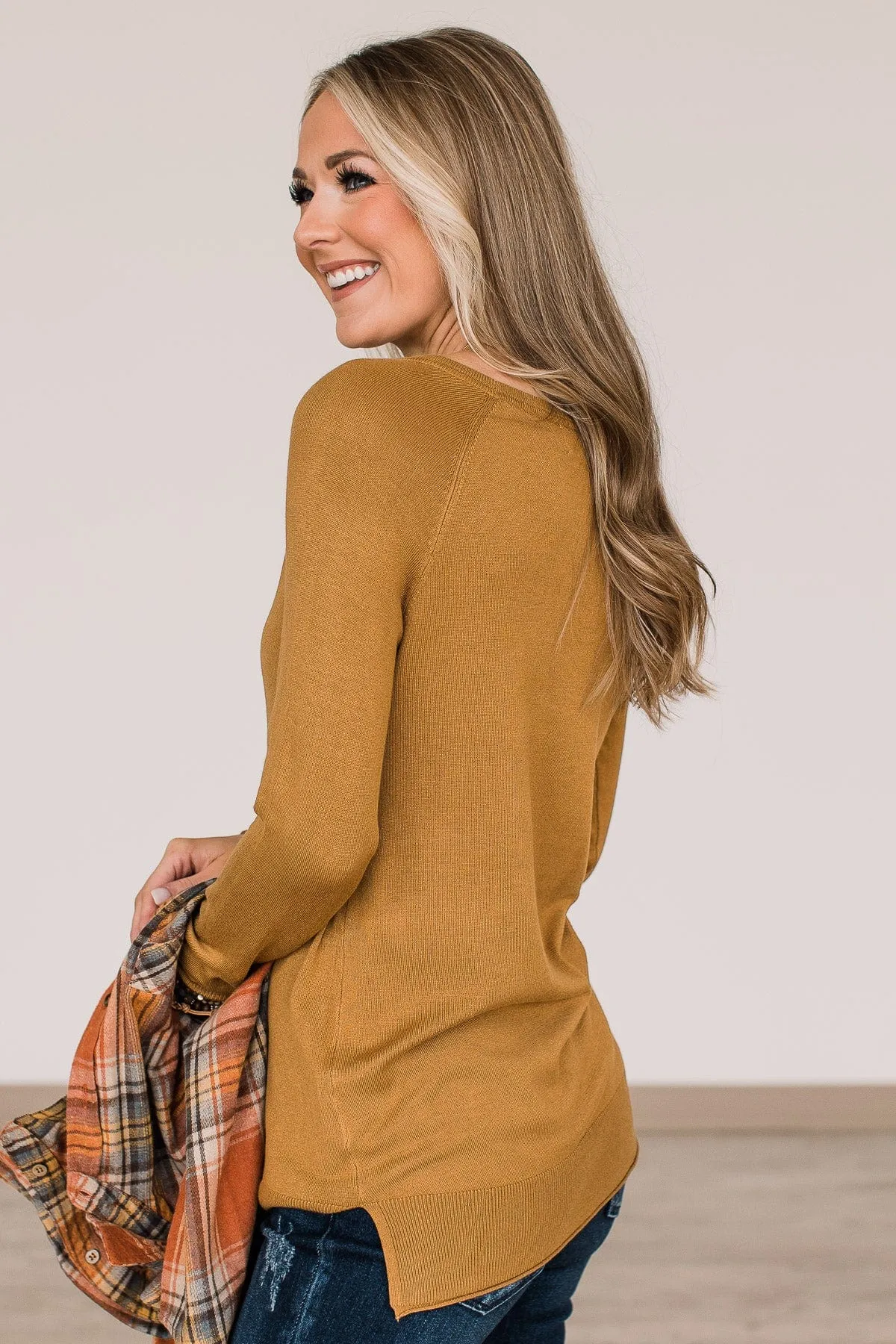 Keep Me Warm Knit Sweater- Dark Mustard