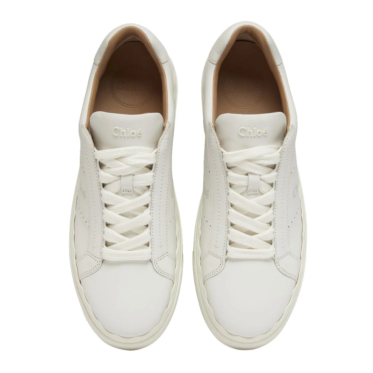 Lauren Leather Sneakers, Perforated Logo, White