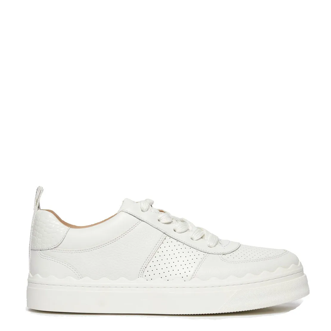 Lauren Leather Sneakers, Perforated White