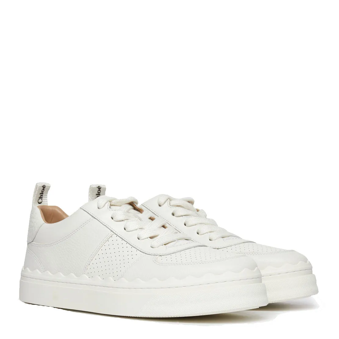 Lauren Leather Sneakers, Perforated White