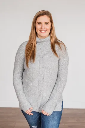 Limelight Aura Knit Cowl Neck Sweater- Grey