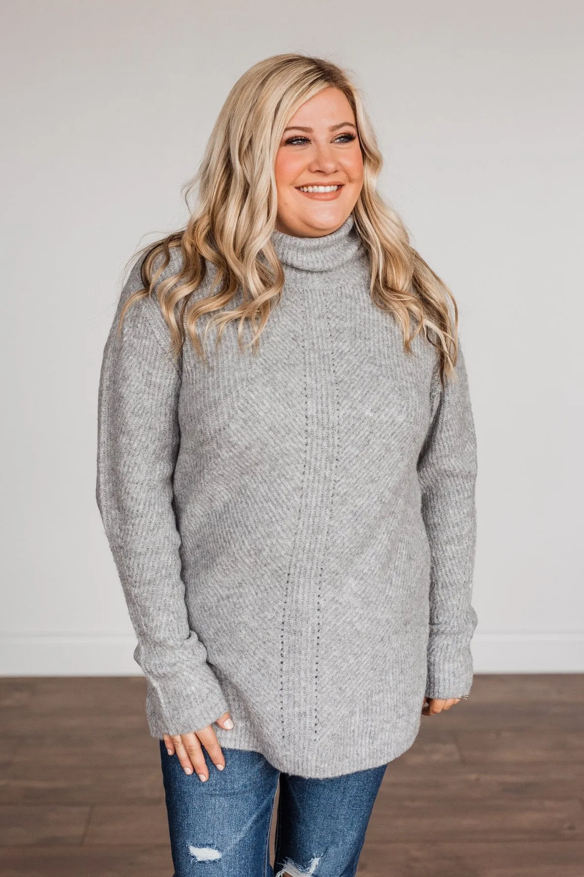 Limelight Aura Knit Cowl Neck Sweater- Grey