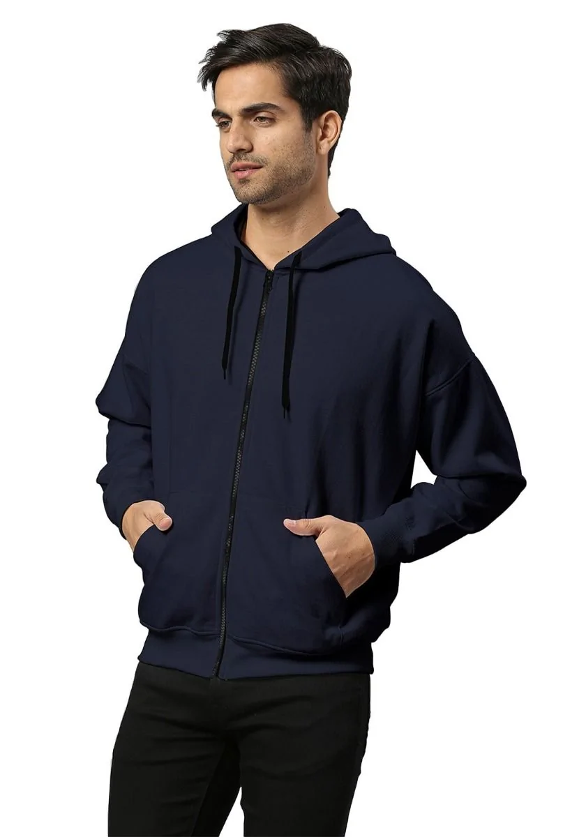 Lite Men Oversized Zipper Hoodie - Navy