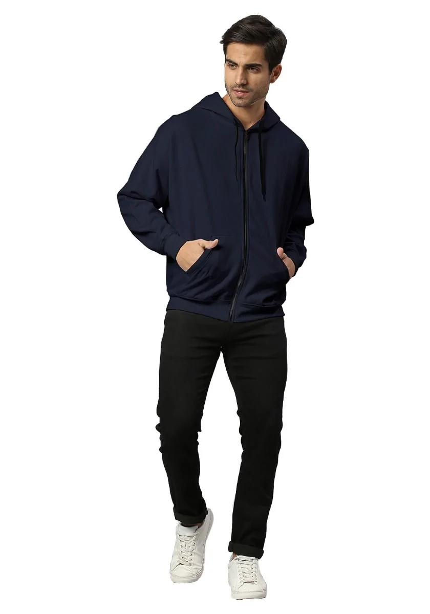 Lite Men Oversized Zipper Hoodie - Navy