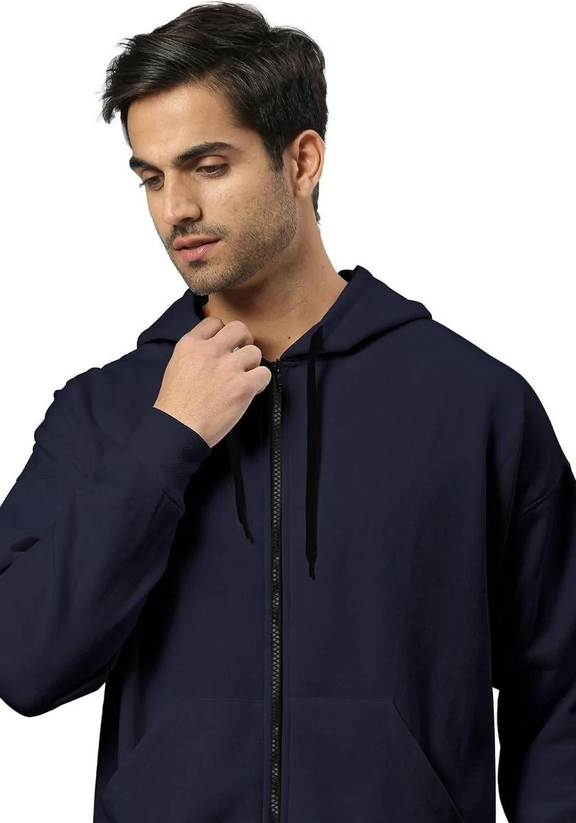 Lite Men Oversized Zipper Hoodie - Navy