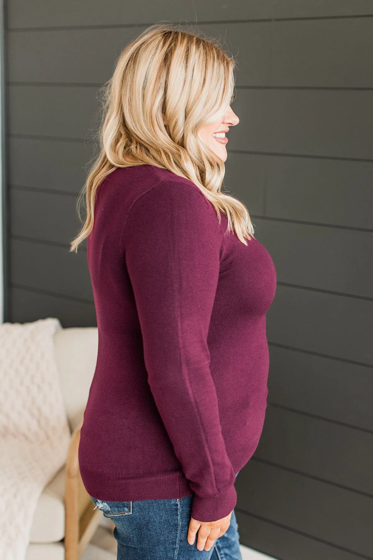 Lost In Your Love Knit Sweater- Wine