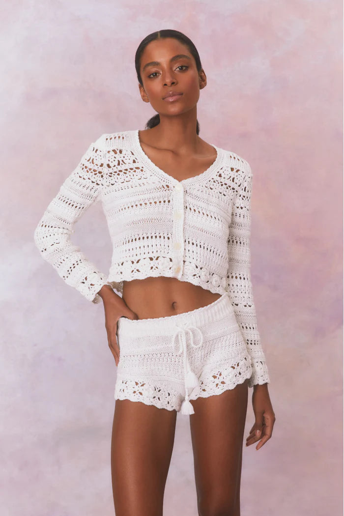 LoveShackFancy Middleton Cotton Crochet Cardigan