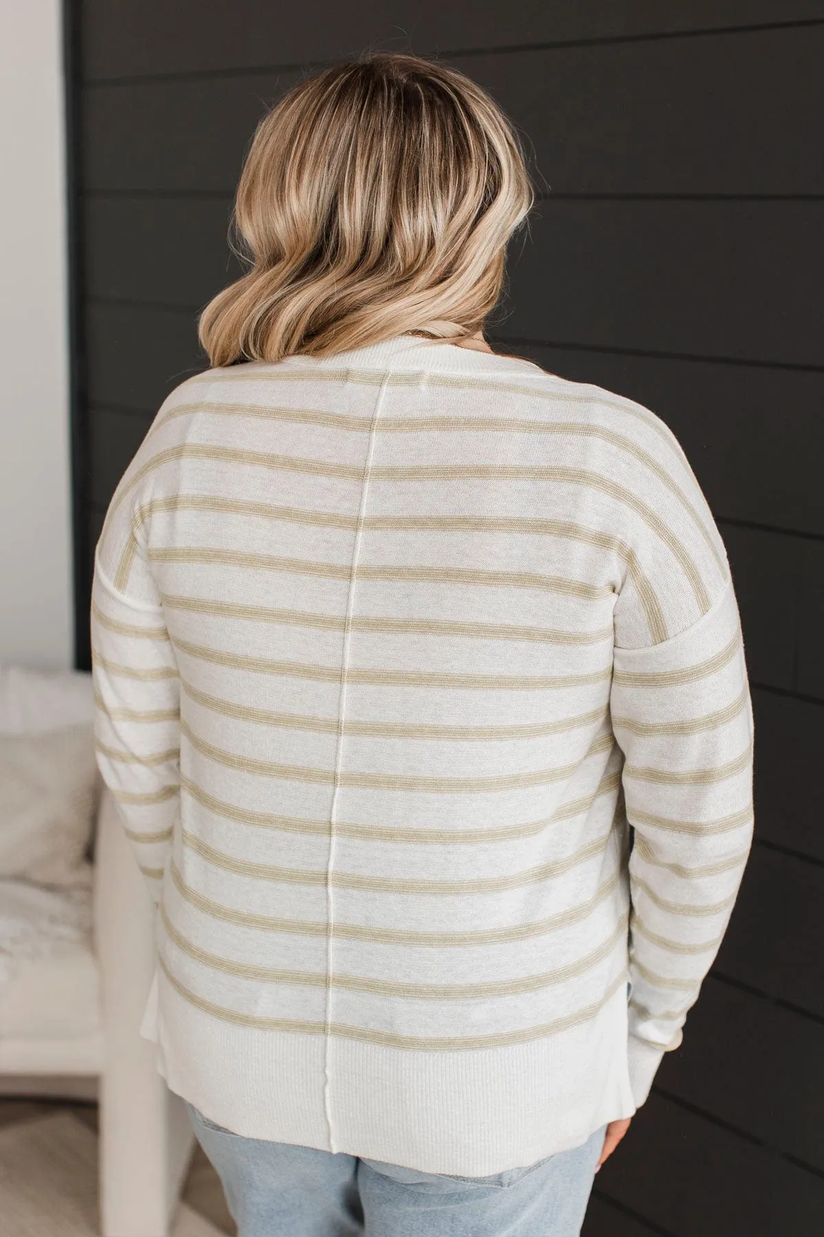 Luckily In Love Striped Sweater- Ivory & Sage