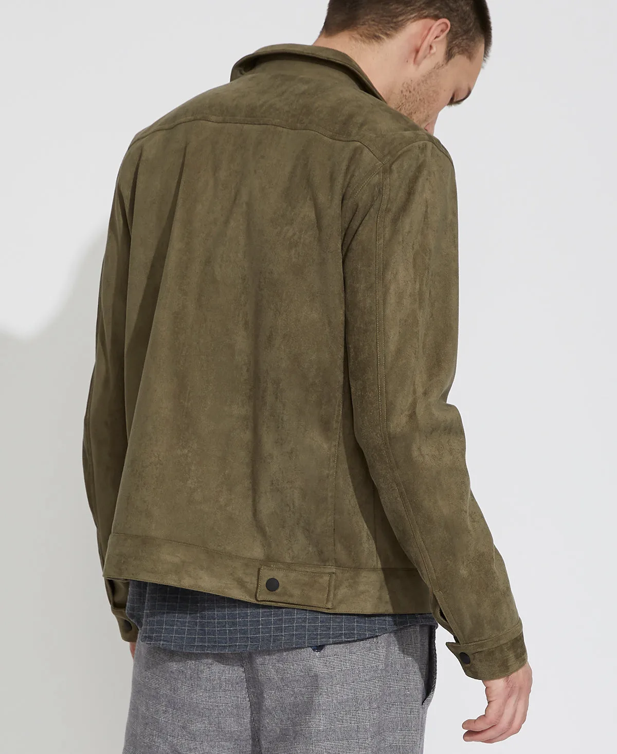 Mabel Suede Trucker Jacket (Olive)