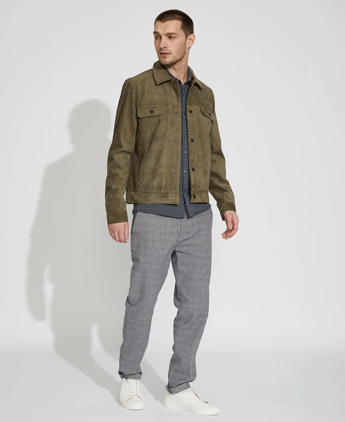 Mabel Suede Trucker Jacket (Olive)