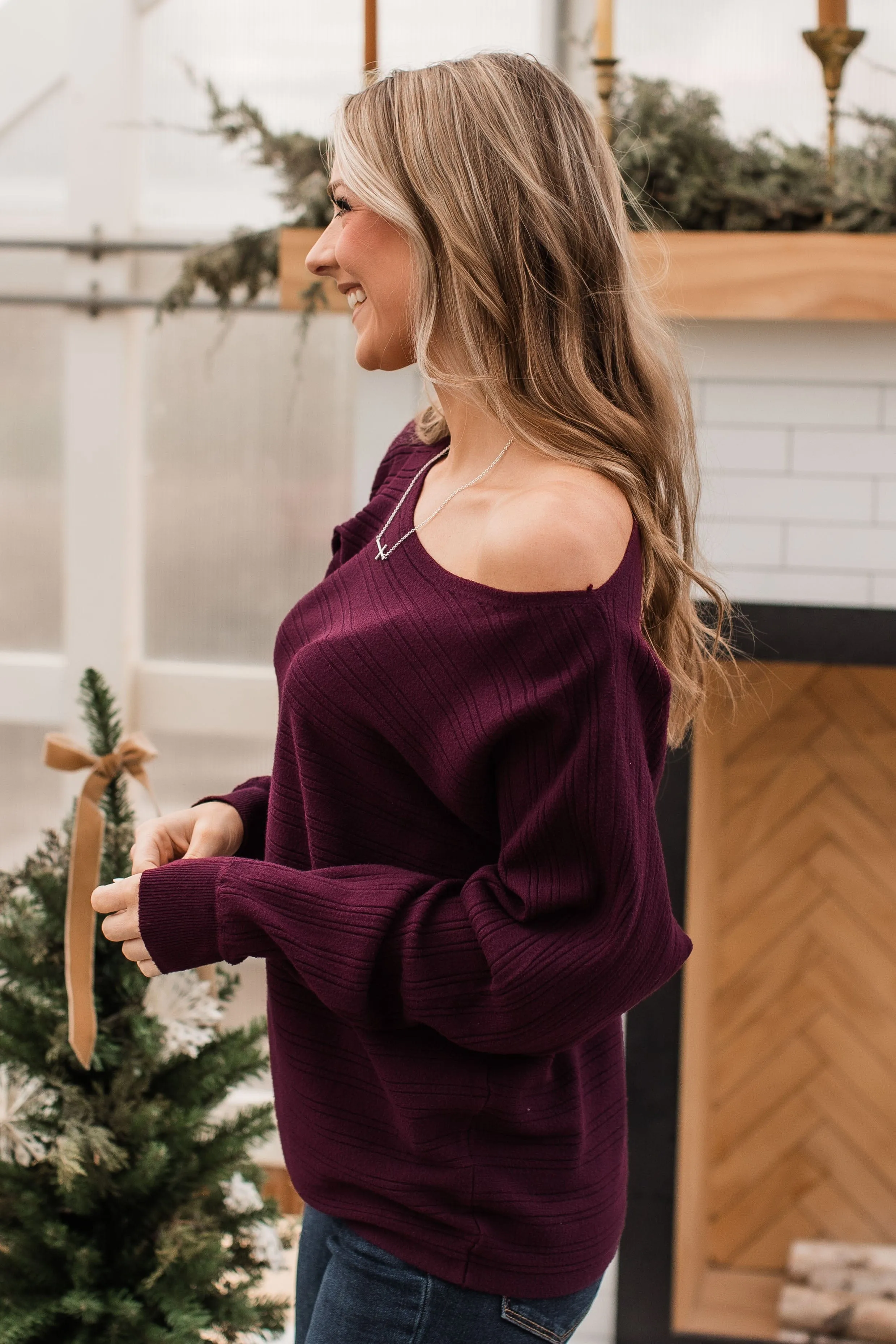 Make It Matter Knit Sweater- Dark Wine