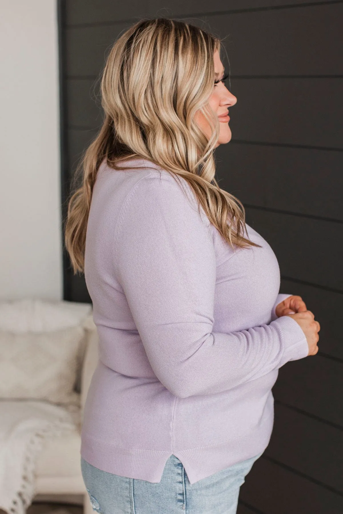 Met Your Match Lightweight Sweater- Light Lavender