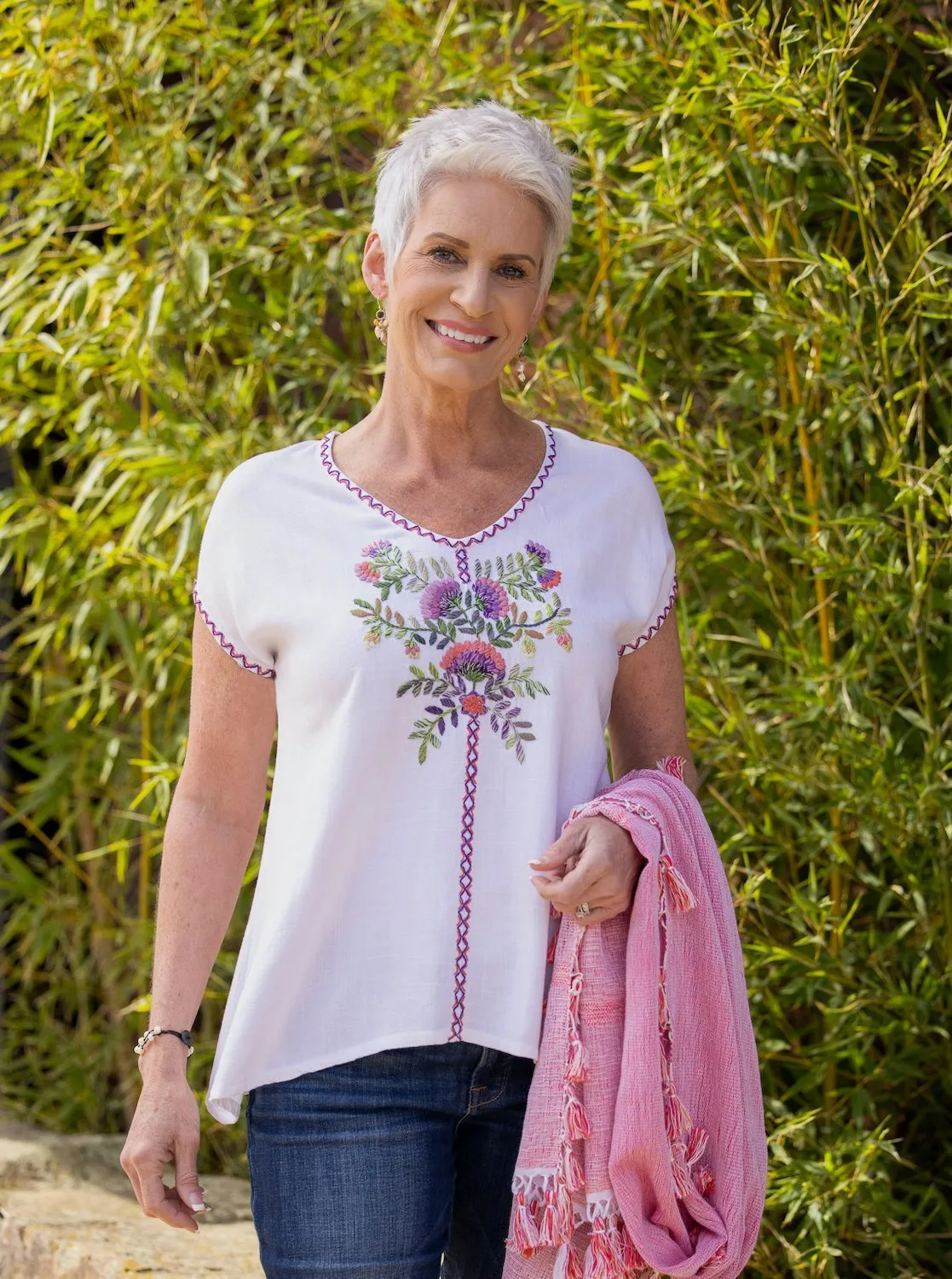 Mia Ivory V-Neck Blouse