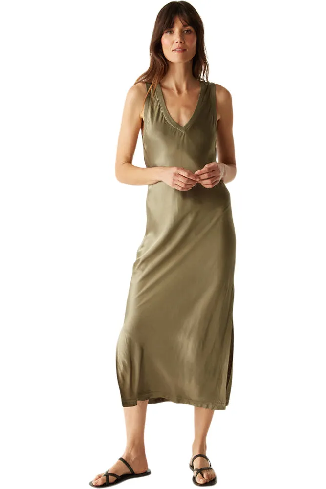 Michael Stars Randi Vneck Dress in Olive