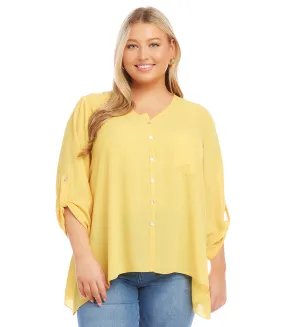 Plus Size Button-Up Blouse