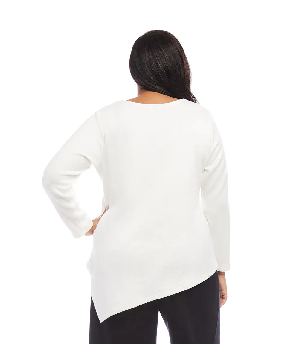 Plus Size Long Sleeve Asymmetric Top