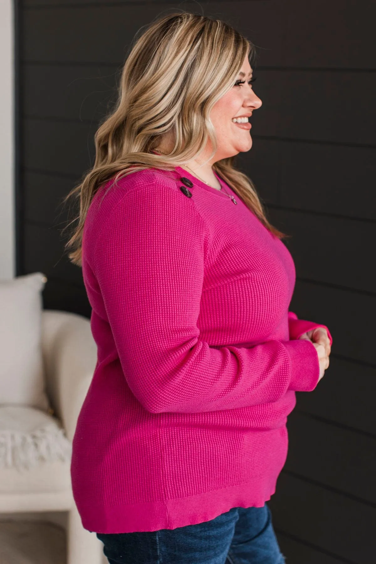 Reasons To Smile Knit Sweater- Hot Pink