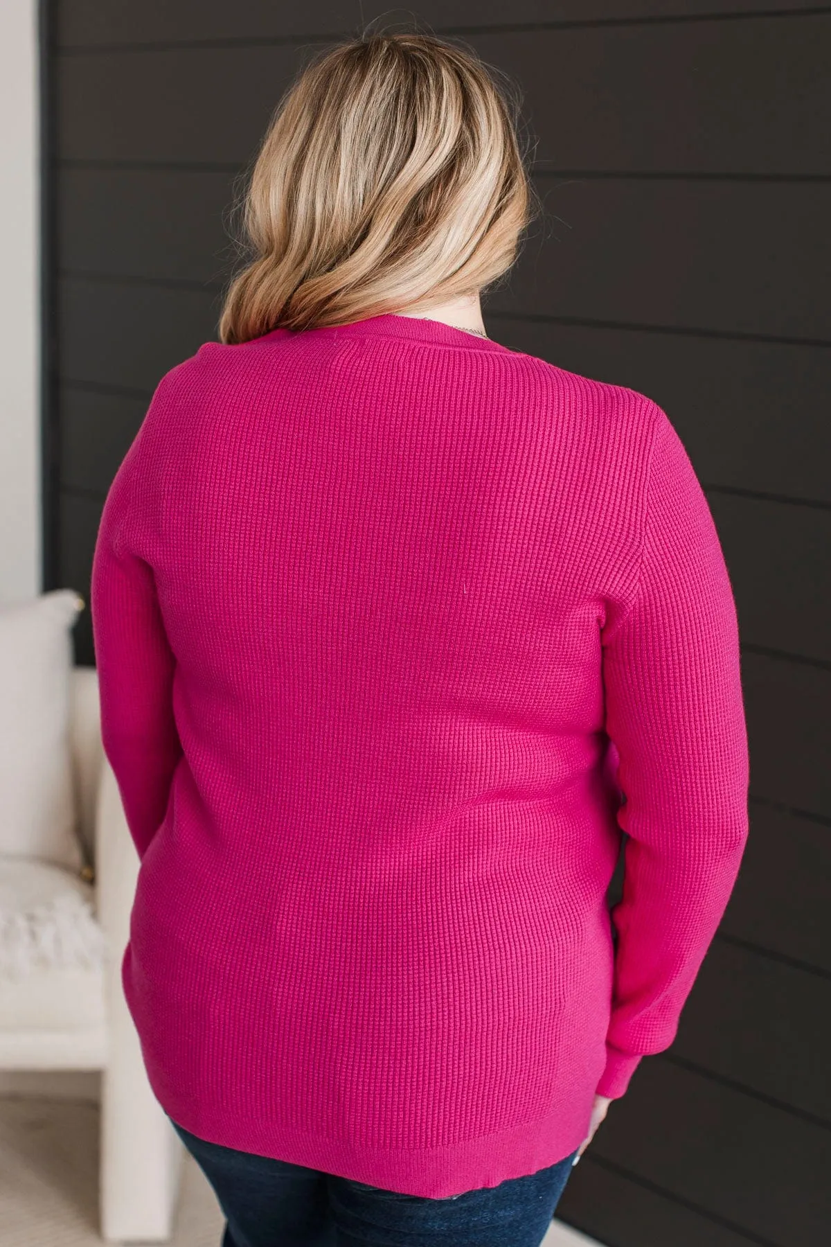 Reasons To Smile Knit Sweater- Hot Pink