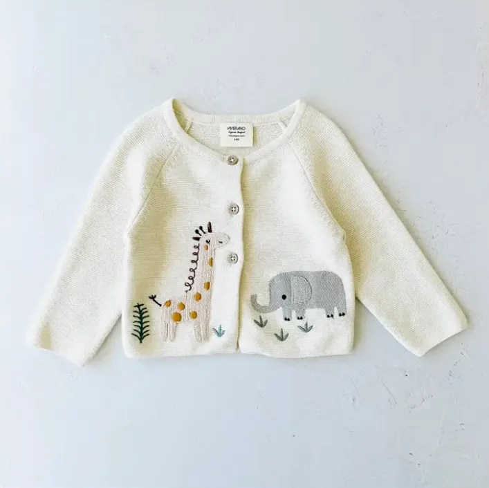 Safari Embroidered Baby Cardigan