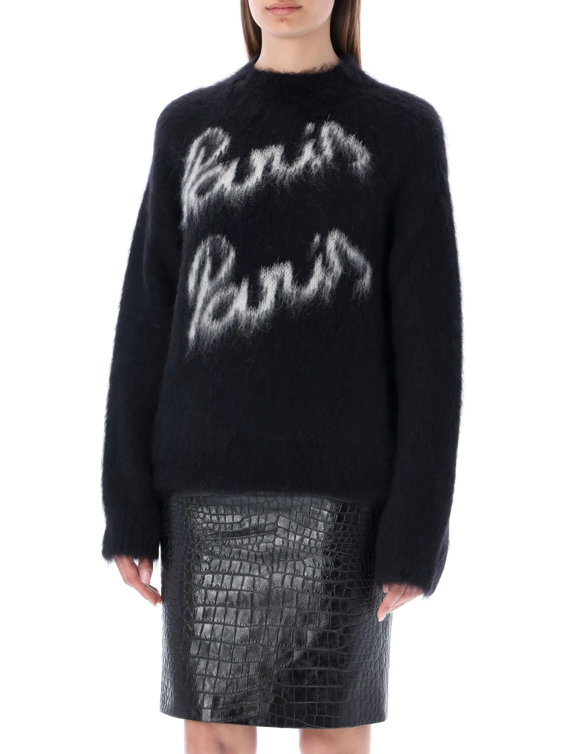 Saint Laurent Boxy Paris Long-Sleeved Sweater