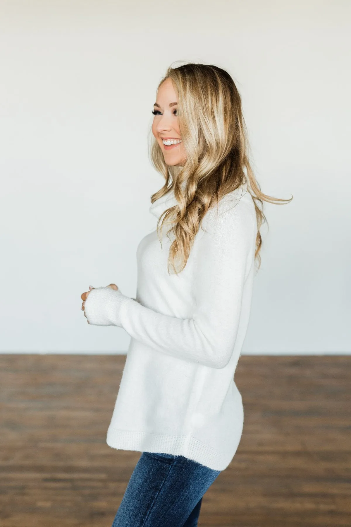 Say My Name Cowl Neck Sweater- Ivory