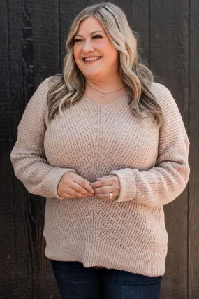 Simply Amazing V-Neck Knit Sweater- Taupe