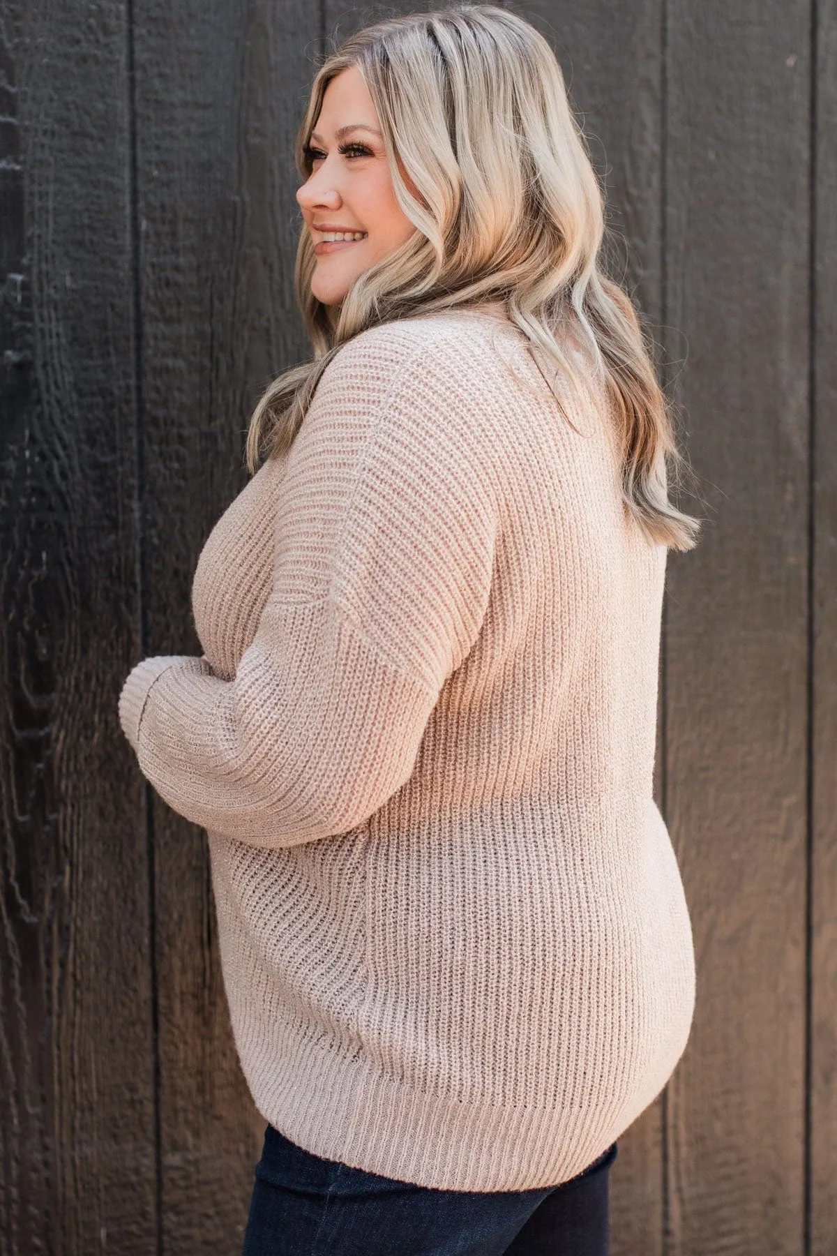 Simply Amazing V-Neck Knit Sweater- Taupe