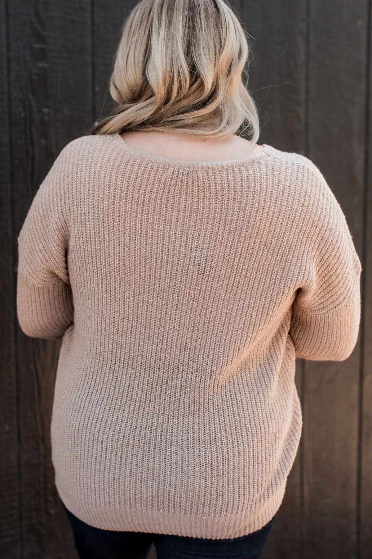 Simply Amazing V-Neck Knit Sweater- Taupe