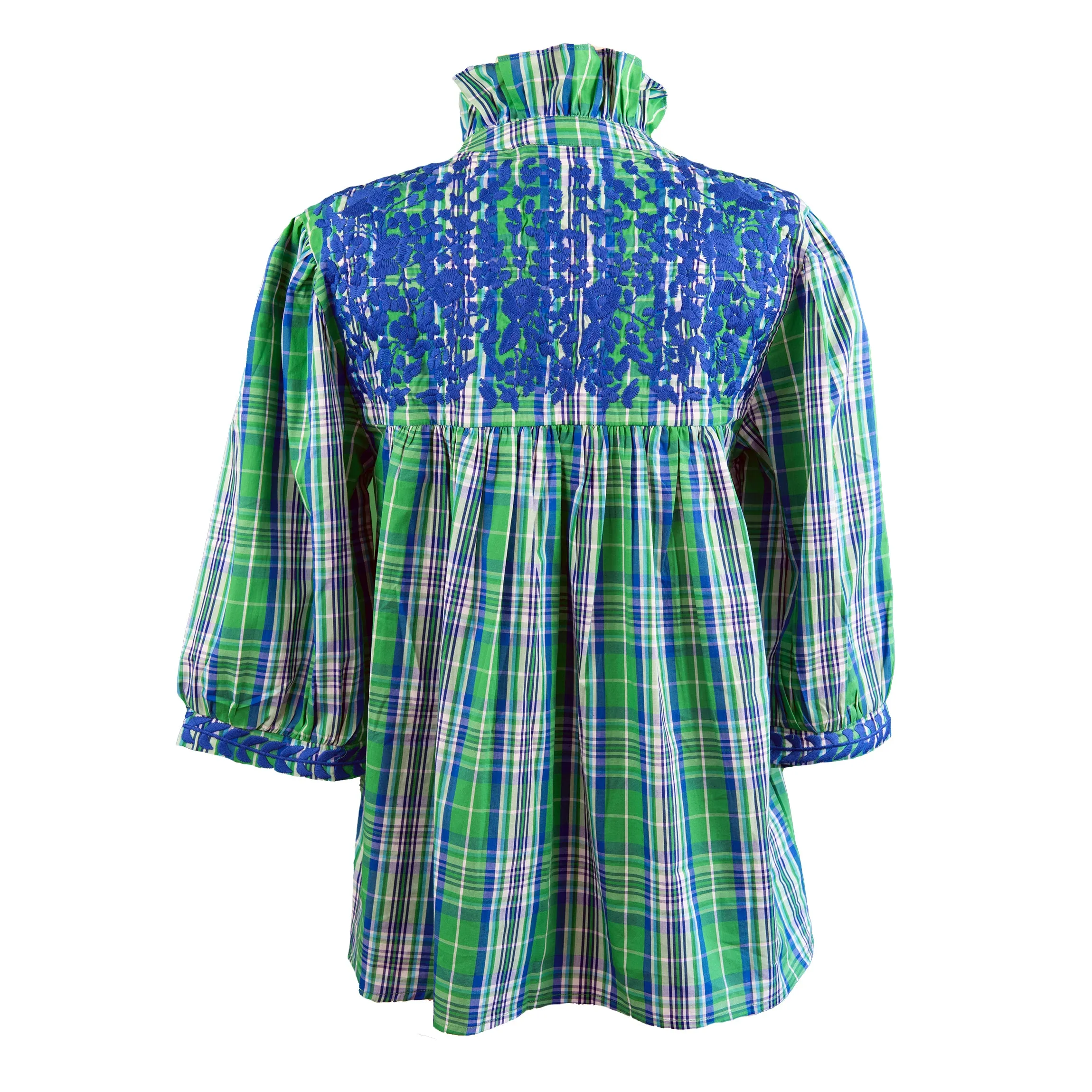 Spring Green Plaid Tailgater Blouse (XS only)