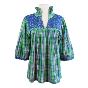 Spring Green Plaid Tailgater Blouse (XS only)