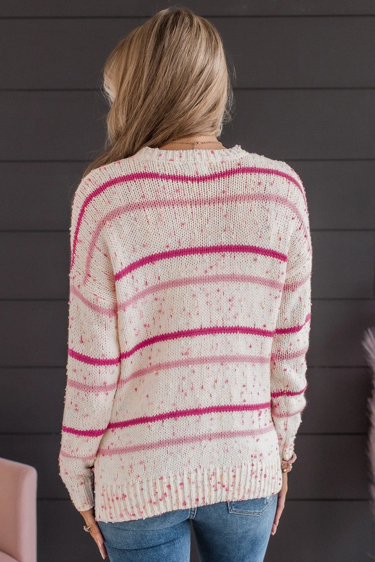 Stay Tuned Confetti Knit Sweater- Ivory & Pink