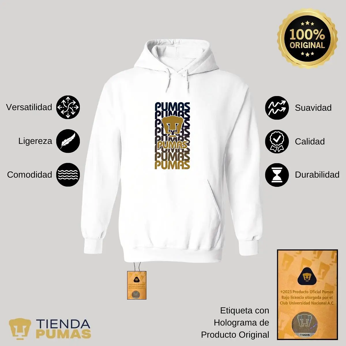 Sudadera Hombre Hoodie  Pumas UNAM Degradado