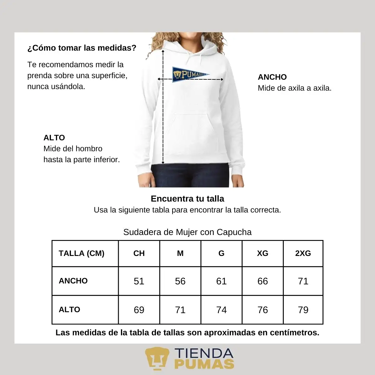 Sudadera Mujer Hoodie Pumas UNAM Banderín