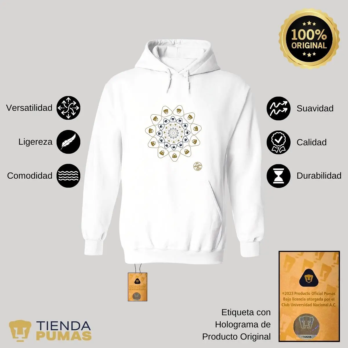 Sudadera Mujer Hoodie  Pumas UNAM Flor