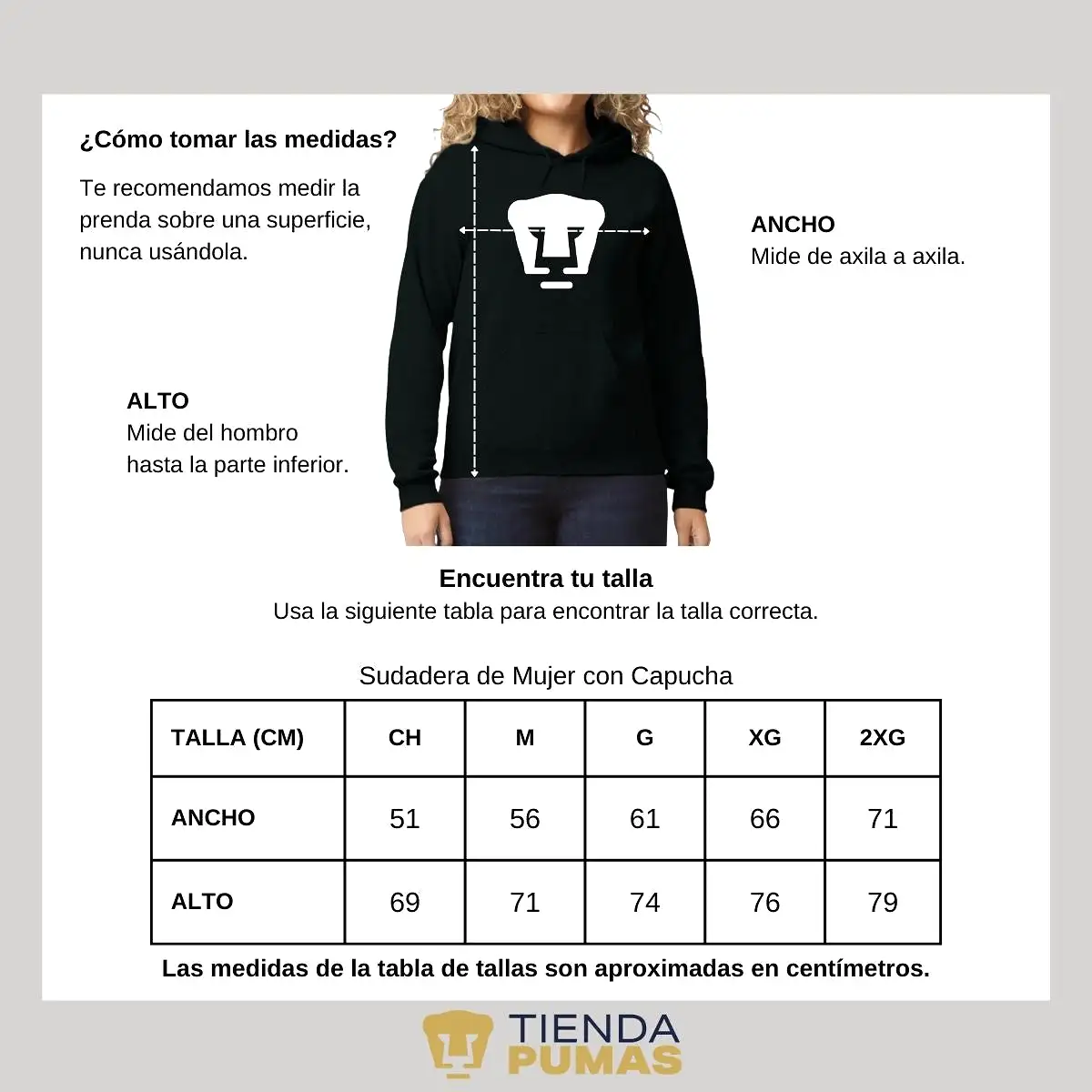 Sudadera Mujer Hoodie Pumas UNAM Logo Monocromatico Vinil