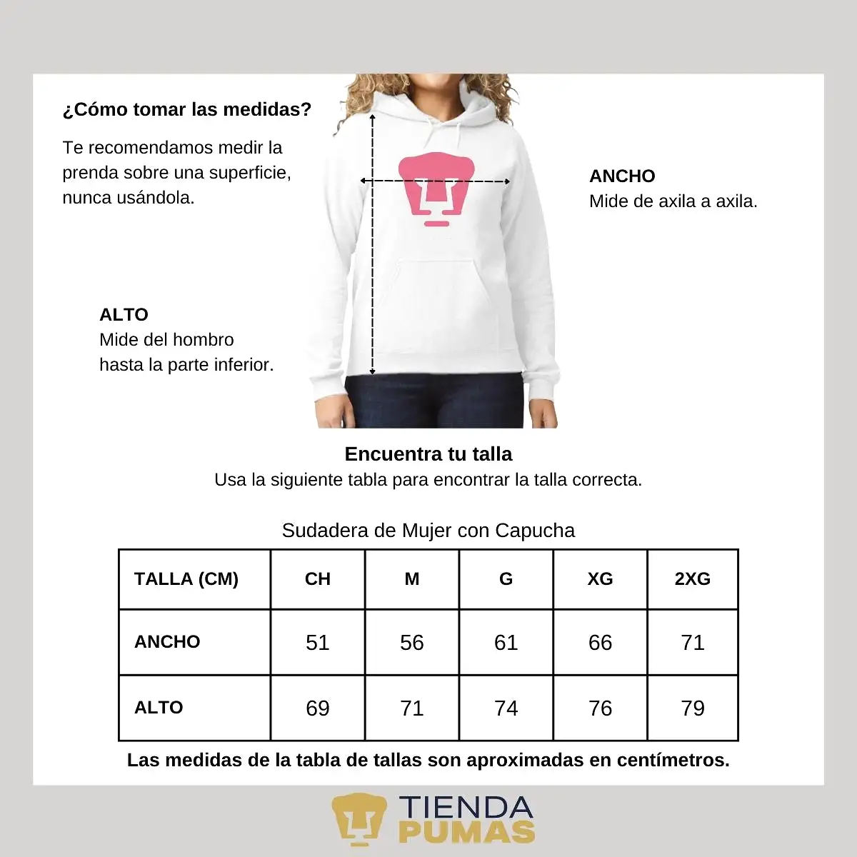 Sudadera Mujer Hoodie Pumas UNAM Logo Rosa Vinil